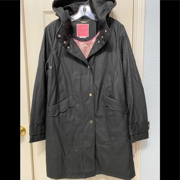 NWT Kate Spade Forest Green Scallop Raincoat - Picture 3 of 9